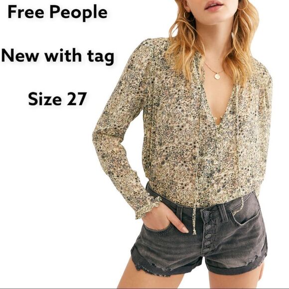 FREE PEOPLE denim black shorts 27 - Picture 2 of 12